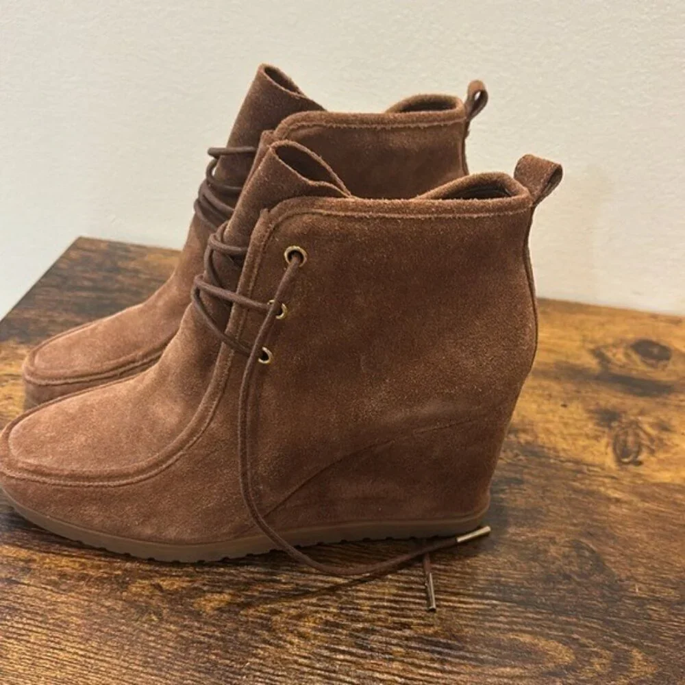 Michael Kors Brown Suede Wedge Ankle Boots 7.5